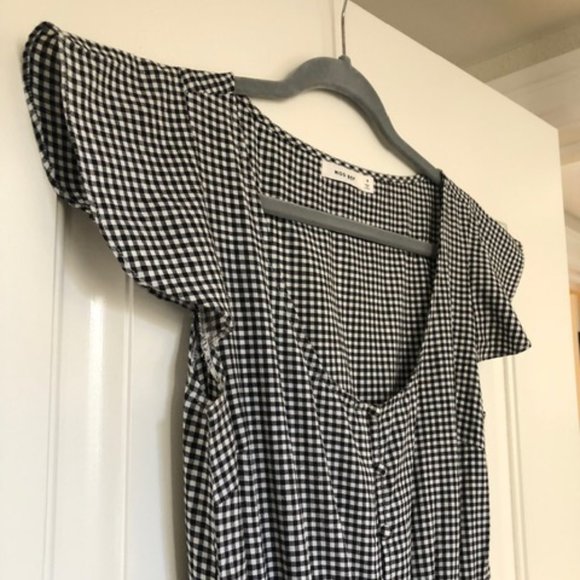 Black and White Gingham Jumpsuit, Small - Picture 2 of 9